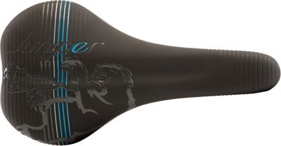 Chromag Juniper Women's MTB Saddle - Black - Cyan Blue - 141mm Wide, Black - Cyan Blue